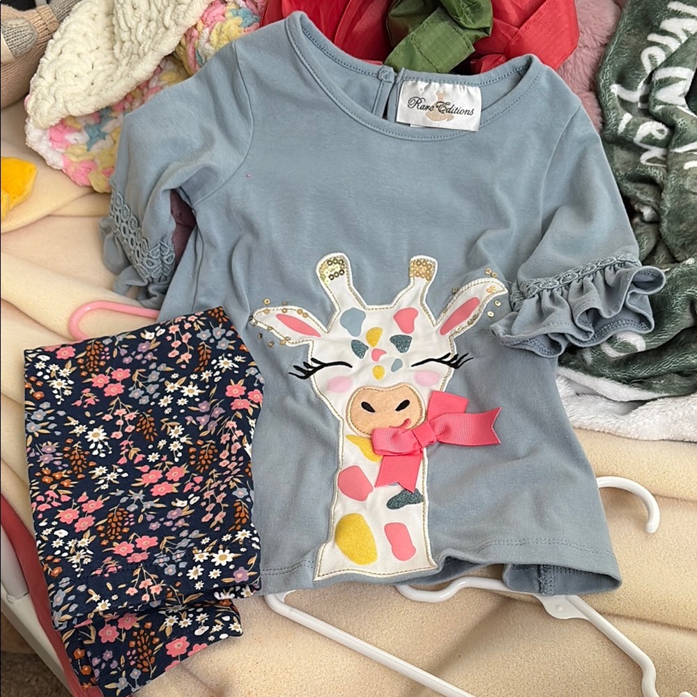 Blue Giraffe Pajama Set for Kids